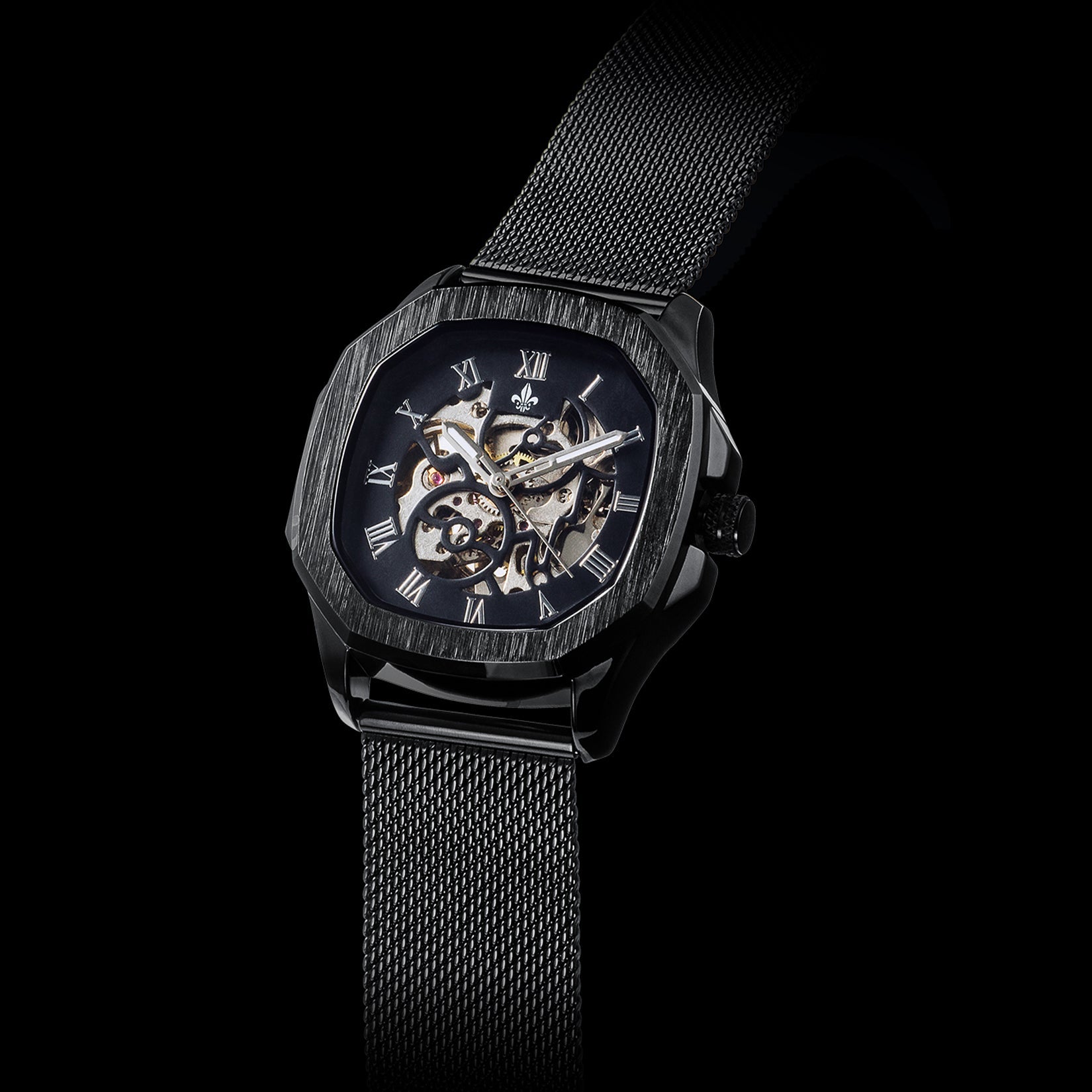 The Avalon Black + Black Mesh Strap