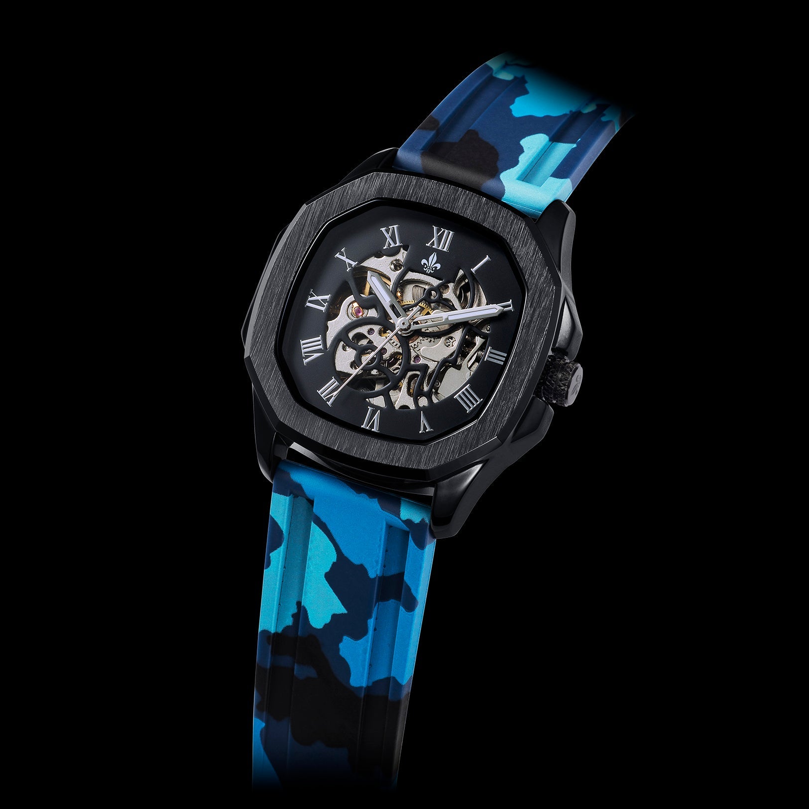 Blue Camo Strap With Silver Buckle