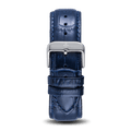 Blue Croc Pattern Leather Strap With Silver Buckle